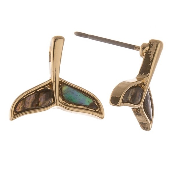 The Ivory Elephant Jewelry - 🌟SALE🌟 Gold abalone mermaid tail earrings